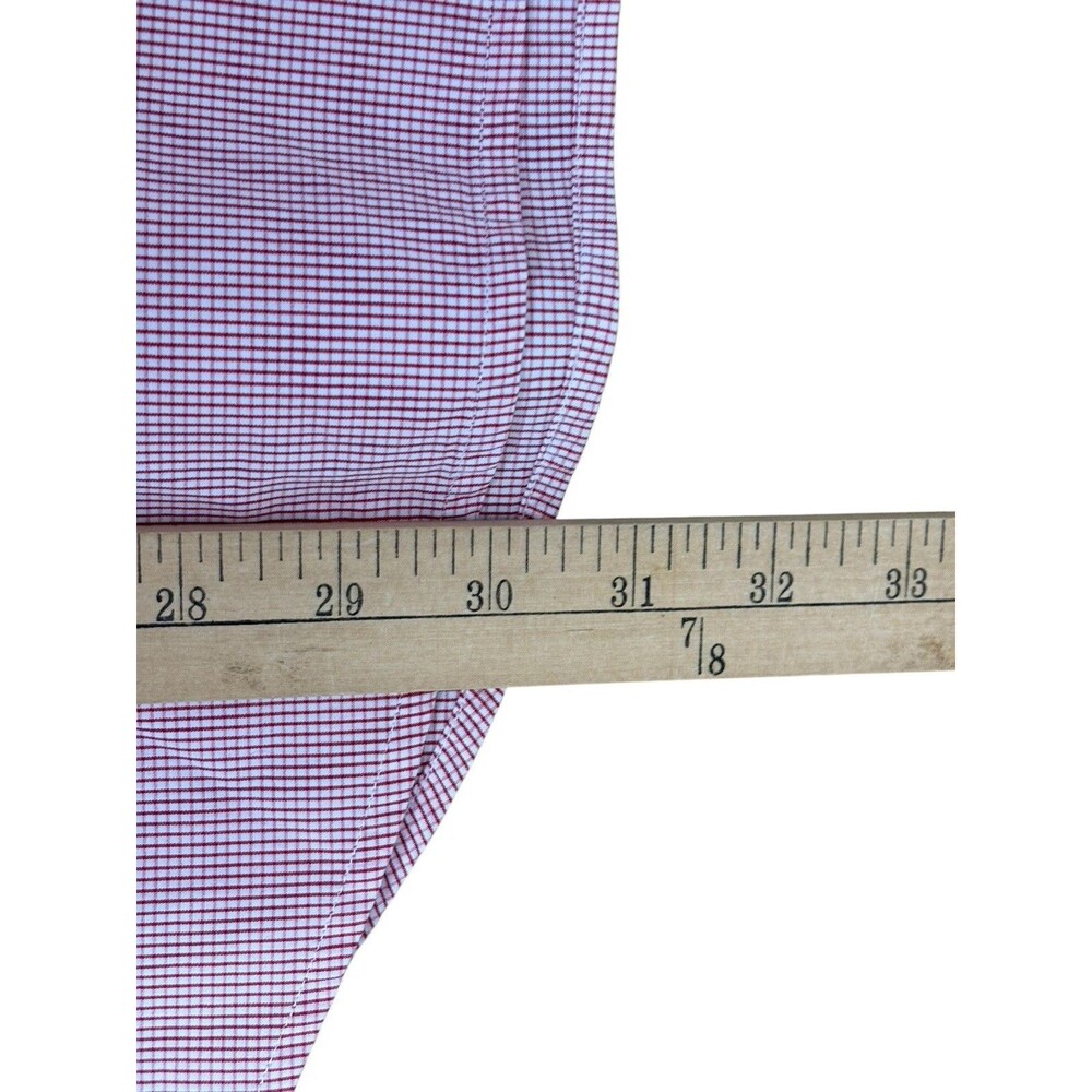 J. Lindeberg Long Sleeve Button Down Shirt Men's Size 16 Red and White Checks - Picture 8 of 11